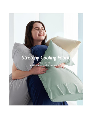 Funda de Almohada Refrigerante Breescape Estándar/Reina - Juego de 2, 50.8x76.2 cm, Verde Menta