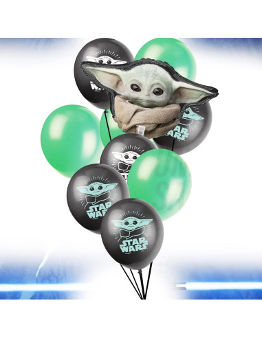 Kit de Globos Baby Yoda 19 Piezas - Fiesta Temática Star Wars
