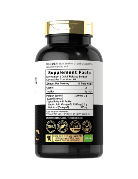 Aceite de Semilla de Calabaza Carlyle 3000mg 200 Cápsulas Blandas Aceite de Semilla de Calabaza Carlyle 3000mg 200 Cápsulas Blandas