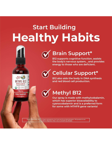 Spray de Vitamina B12 MaryRuth 29.57 ml Vegano Orgánico