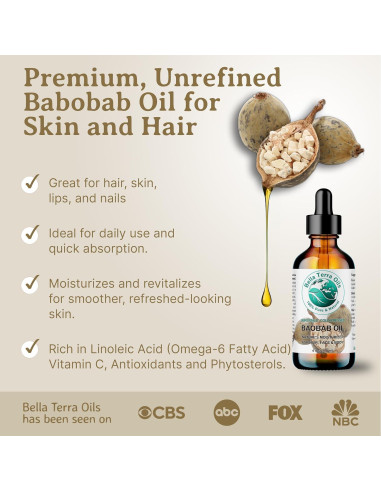 Aceite de Baobab 113.4 ml Bella Terra - Hidratante Natural