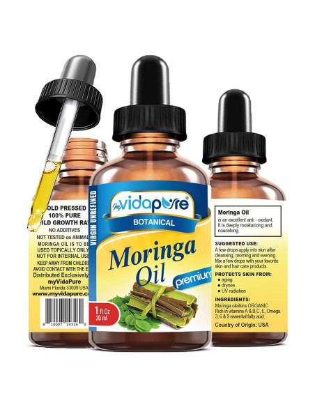 Aceite de Moringa 100% Puro myVidaPure 30 ml Cuidado Piel y Cabello Aceite de Moringa 100% Puro myVidaPure 30 ml Cuidado Piel y Cabello