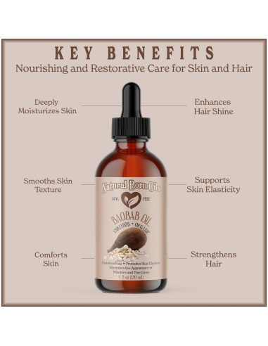 Aceite de Baobab Orgánico Natural Born Oils 425g Hidratante