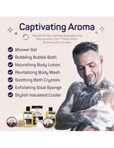 Kit de Cuidado de Piel SpaLife para Hombres - 7 Piezas Sándalo
