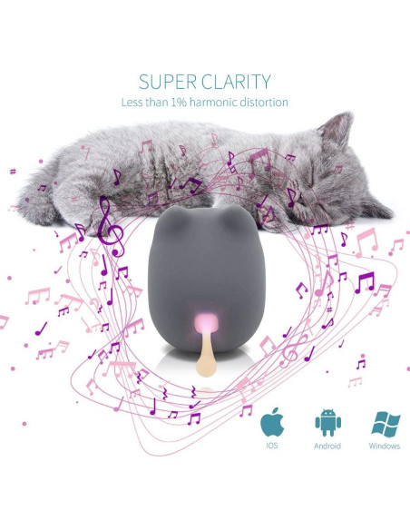 Altavoz Bluetooth Portátil Gingo Kitty Gris - 40H Batería, TWS Altavoz Bluetooth Portátil Gingo Kitty Gris - 40H Batería, TWS