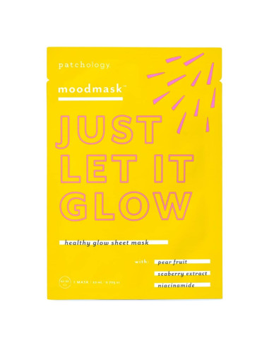 Mascarilla Facial Patchology Moodmask Just Let It Glow - Hidratante con Niacinamida y Extractos Naturales - 1 Cuenta