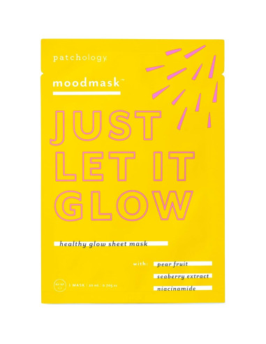 Mascarilla Facial Patchology Moodmask Just Let It Glow - Hidratante con Niacinamida y Extractos Naturales - 1 Cuenta