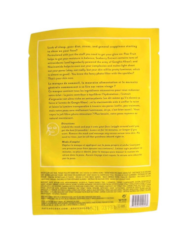 Mascarilla Facial Patchology Moodmask Just Let It Glow - Hidratante con Niacinamida y Extractos Naturales - 1 Cuenta
