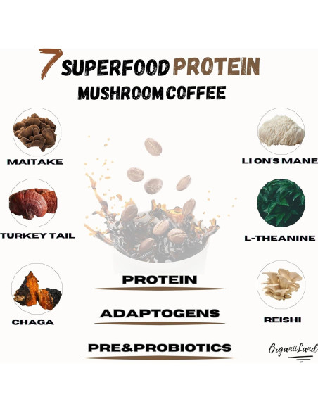 Café de Champiñones OrganiiLand con Colágeno y Proteína 30 Porciones Café de Champiñones OrganiiLand con Colágeno y Proteína 30 Porciones