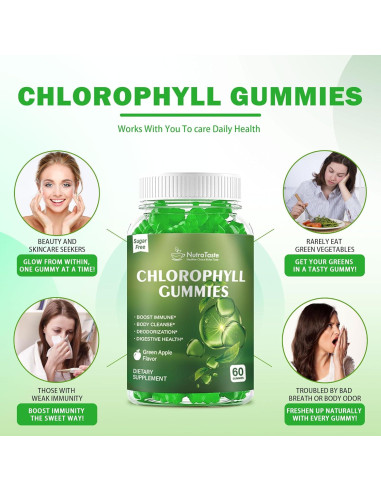Gomitas de Clorofila NutraTaste 60 Unidades Veganas Sin Azúcar