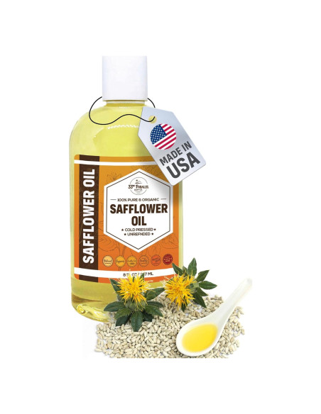 Aceite de Cártamo Orgánico Premium 236.6 ml Prensado en Frío Aceite de Cártamo Orgánico Premium 236.6 ml Prensado en Frío