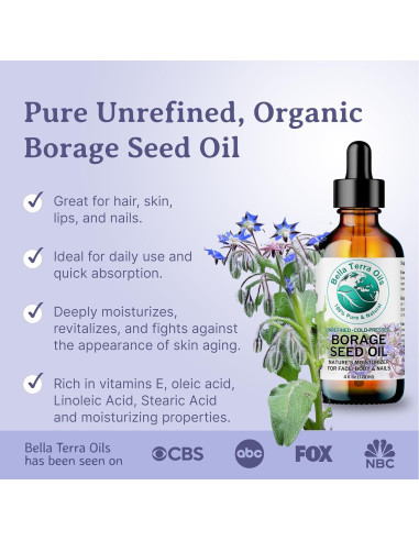 Aceite de Semilla de Borraja Orgánico Bella Terra 473 ml - Cuidado de la Piel