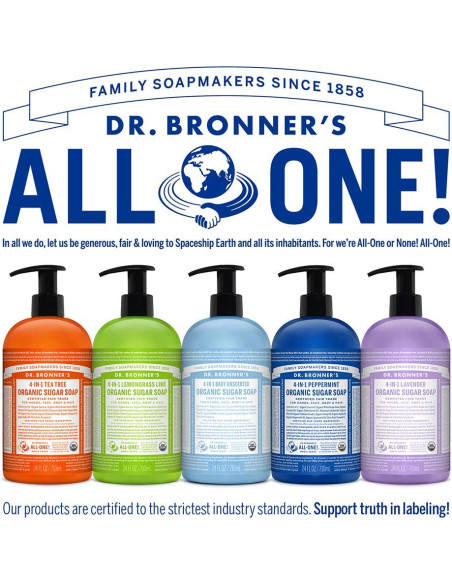 Jabón Orgánico Dr. Bronner's 24 Oz Hierba Limón - Vegano Jabón Orgánico Dr. Bronner's 24 Oz Hierba Limón - Vegano