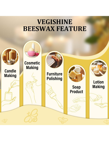 Pellets de Cera de Abejas VEGISHINE 448g Blanca para Velas y Cuidado de Piel Pellets de Cera de Abejas VEGISHINE 448g Blanca para Velas y Cuidado de Piel
