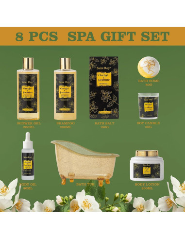 Cesta de Regalo Spa Saint Roy - 8 Piezas Orquídea y Jazmín