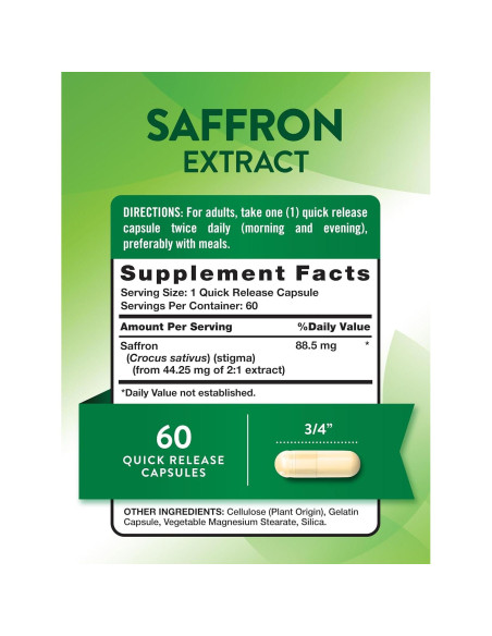 Extracto de Azafrán Nature's Truth 60 Cápsulas Antioxidante Extracto de Azafrán Nature's Truth 60 Cápsulas Antioxidante