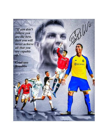 Póster Cristiano Ronaldo Motivacional 20x25 cm Foto Autografiada Póster Cristiano Ronaldo Motivacional 20x25 cm Foto Autografiada
