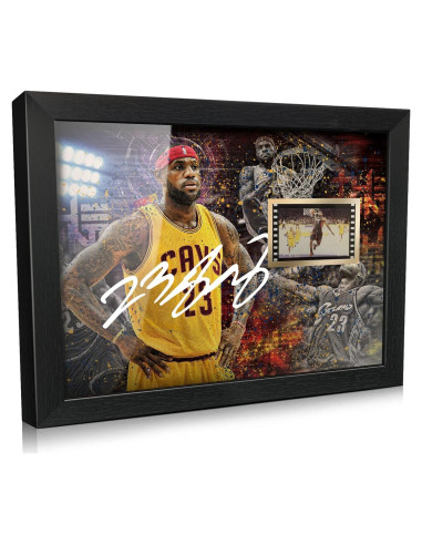 Póster enmarcado LeBron James 23x18 cm con firma digital