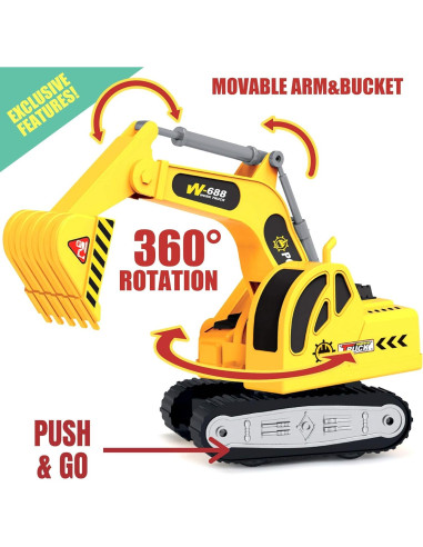 Camión de Plataforma MOBIUS con Excavadora 1:12 Luces Sonidos
