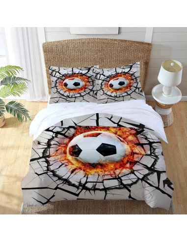 Juego de Ropa de Cama Full UIAMT Fútbol 2 Fundas Almohada