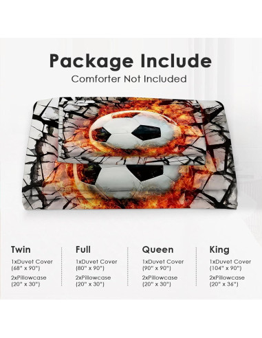 Juego de Ropa de Cama Full UIAMT Fútbol 2 Fundas Almohada