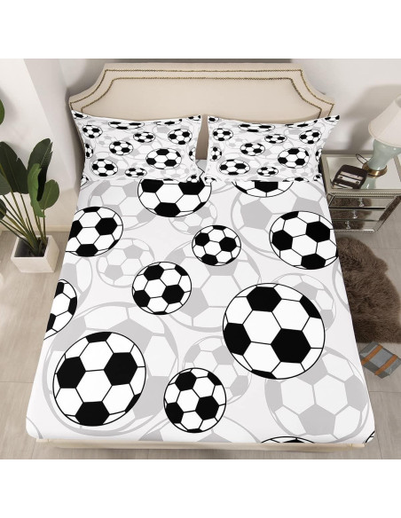 Juego de Sábanas Completo Feelyou Fútbol 4 Piezas Microfibra Juego de Sábanas Completo Feelyou Fútbol 4 Piezas Microfibra