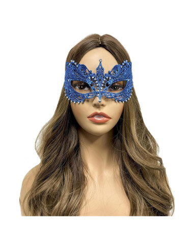 Máscara de encaje azul para mujer - Fiesta Halloween y Carnaval