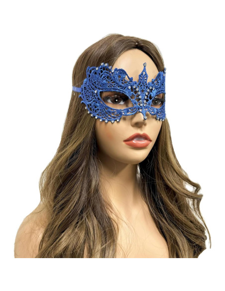 Máscara de encaje azul para mujer - Fiesta Halloween y Carnaval Máscara de encaje azul para mujer - Fiesta Halloween y Carnaval