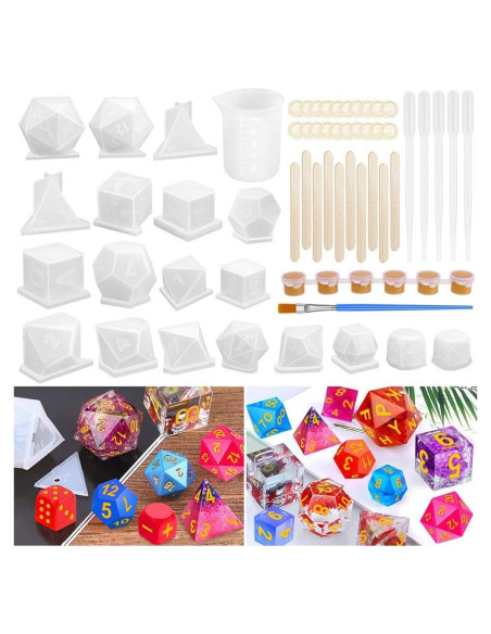 Conjunto de Moldes para Dados de Resina Shynek 19 Piezas Conjunto de Moldes para Dados de Resina Shynek 19 Piezas