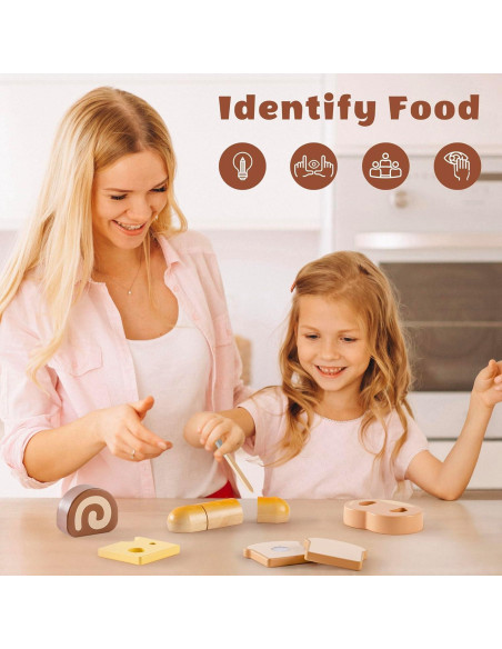 Conjunto de Comida de Madera ROBOTIME para Jugar a Cortar Conjunto de Comida de Madera ROBOTIME para Jugar a Cortar