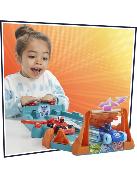 Pista de Carreras PJ Masks Chocar y Acelerar con 4 Coches Pista de Carreras PJ Masks Chocar y Acelerar con 4 Coches