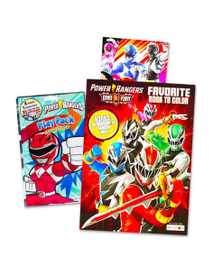 Set de Libros para Colorear Power Rangers - 2 Libros y Stickers