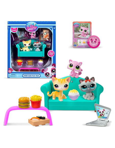 Paquete de Juego Diner Dash Littlest Pet Shop con 3 Gatos Bobble Paquete de Juego Diner Dash Littlest Pet Shop con 3 Gatos Bobble