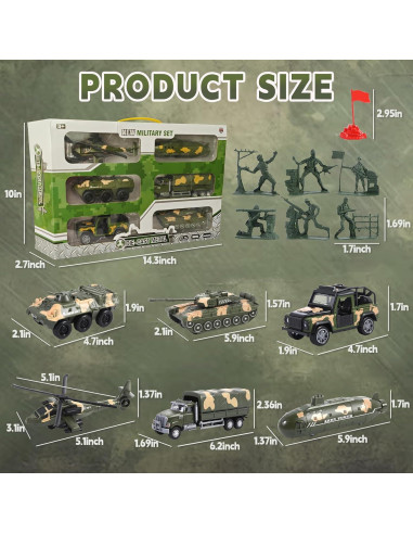 Conjunto de Juguetes Militares OTONOPI 6 Vehículos Retroceso