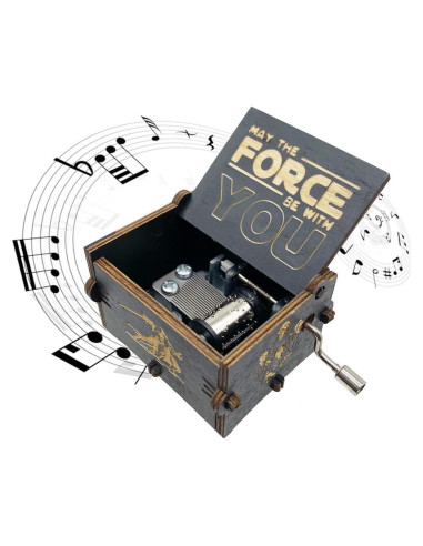 Caja de Música de Manivela MAD DI Star Wars Madera Negra