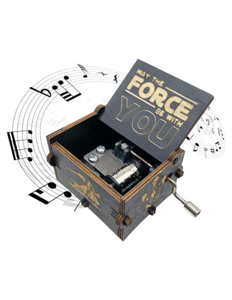 Caja de Música de Manivela MAD DI Star Wars Madera Negra Caja de Música de Manivela MAD DI Star Wars Madera Negra