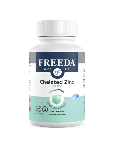 Suplemento de Zinc Quelado Freeda 30mg - 100 Tabletas Veganas