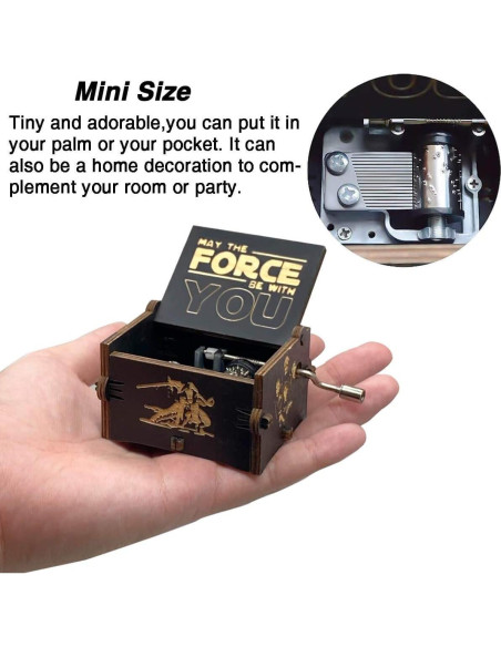 Caja de Música de Manivela MAD DI Star Wars Madera Negra Caja de Música de Manivela MAD DI Star Wars Madera Negra