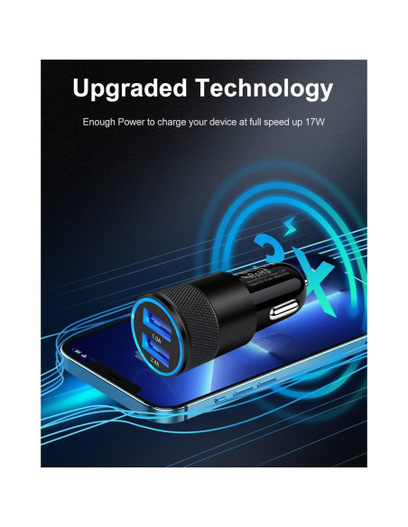 Cargador de Coche AILKIN Doble Puerto USB 3.4A Negro Cargador de Coche AILKIN Doble Puerto USB 3.4A Negro