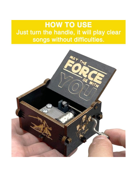 Caja de Música de Manivela MAD DI Star Wars Madera Negra Caja de Música de Manivela MAD DI Star Wars Madera Negra