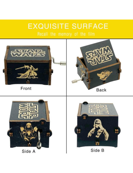Caja de Música de Manivela MAD DI Star Wars Madera Negra Caja de Música de Manivela MAD DI Star Wars Madera Negra