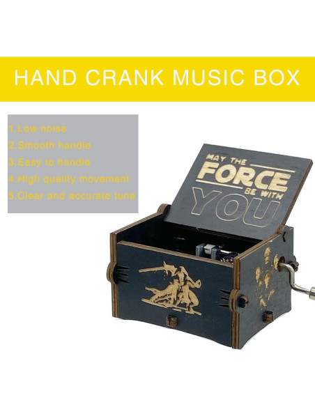 Caja de Música de Manivela MAD DI Star Wars Madera Negra Caja de Música de Manivela MAD DI Star Wars Madera Negra