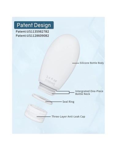 Set de 4 Botellas de Silicona 60ml Aprobadas por TSA Imuviy