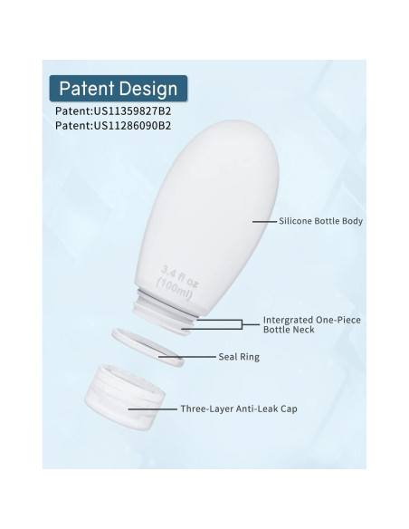 Set de 4 Botellas de Silicona 60ml Aprobadas por TSA Imuviy Set de 4 Botellas de Silicona 60ml Aprobadas por TSA Imuviy