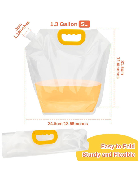 Contenedor de Agua Plegable Omoojee 4-Pack 5L A Prueba de Fugas Contenedor de Agua Plegable Omoojee 4-Pack 5L A Prueba de Fugas