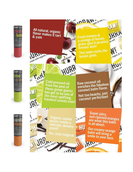 Bálsamo Labial Orgánico Hurraw! - Paquete de 3 Sabores Bálsamo Labial Orgánico Hurraw! - Paquete de 3 Sabores