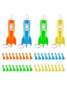 36 Llaveros Linterna Cohete LED REDANHA Fiesta Astronautas