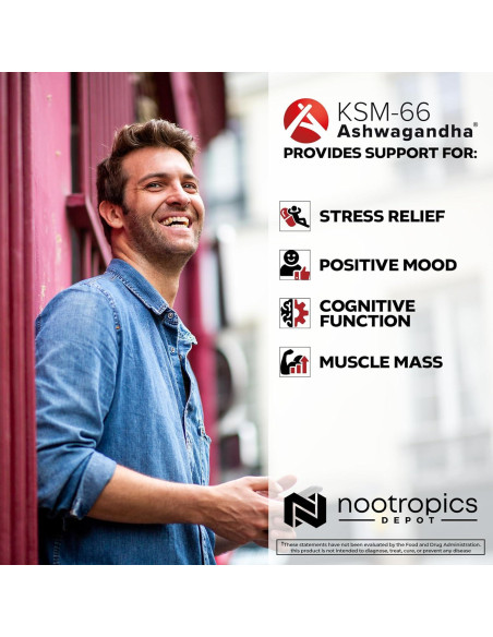 Cápsulas KSM-66 Ashwagandha Nootropics Depot 300mg 90 Unidades Cápsulas KSM-66 Ashwagandha Nootropics Depot 300mg 90 Unidades