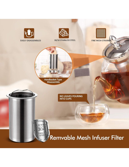 Tetera de Vidrio Hiware 1000ml con Infusor Extraíble Tetera de Vidrio Hiware 1000ml con Infusor Extraíble