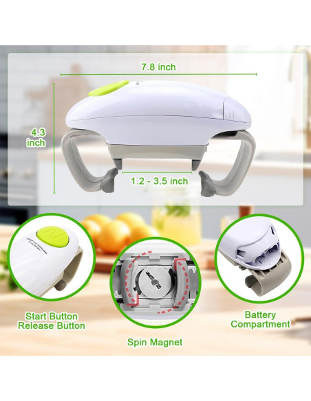 Abridor de Tarros Eléctrico YUNYOUXUAN para Artritis 340g Abridor de Tarros Eléctrico YUNYOUXUAN para Artritis 340g